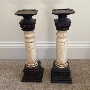 Wood Candle Stand Holders Set Bundle